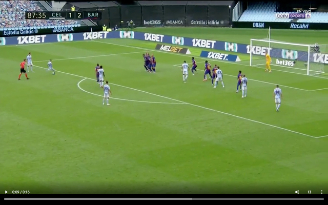 Video - Aspas free-kick for Celta Vigo vs Barcelona