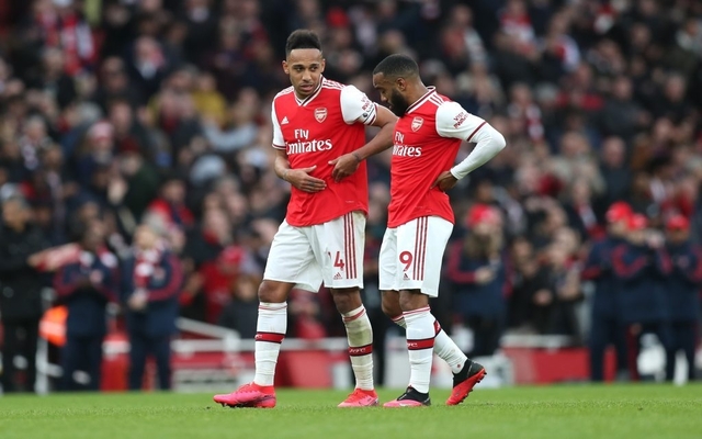 Aubameyang and Lacazette talking for Arsenal