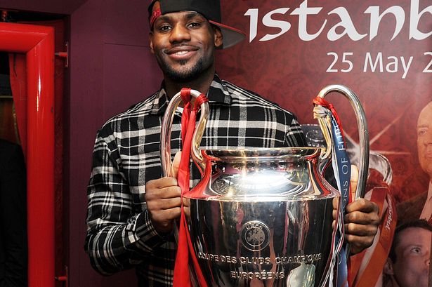 LeBron James in Liverpool shirt at 