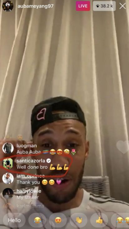 aubameyang cazorla message