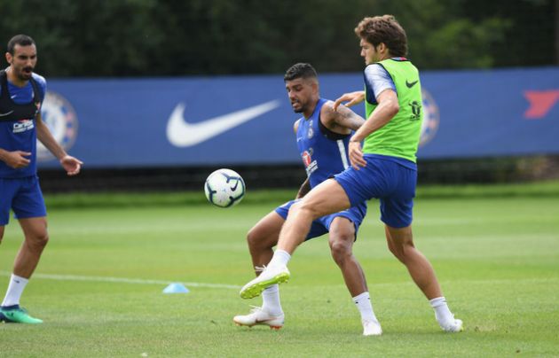 Alonso and Emerson in Chelsea training.