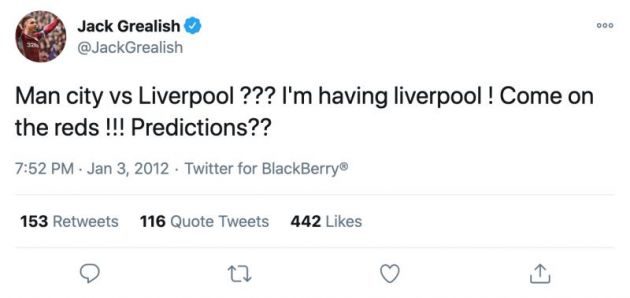 Grealish come on the Reds Liverpool tweet