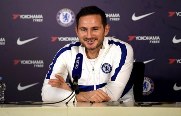 Lampard laughing and smiling in Chelsea press conference