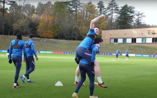 Video - Chilwell piggy backs Rice in England training