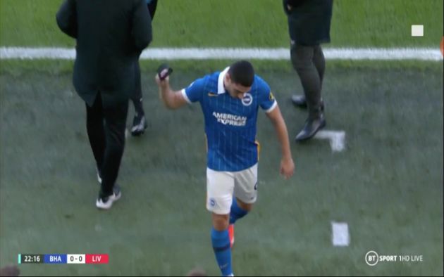 Video - Maupay throws armband on the floor after injury vs Liverpool