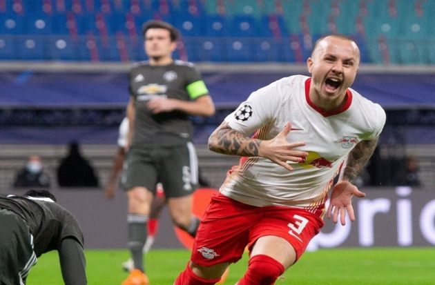 Angelino celebrates against Man United