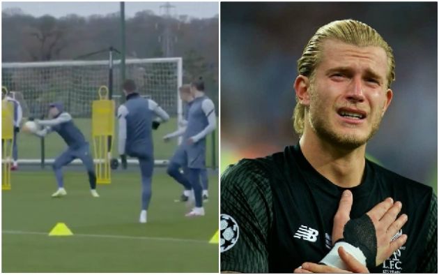 Video - Bale jokes about Karius error in Spurs training