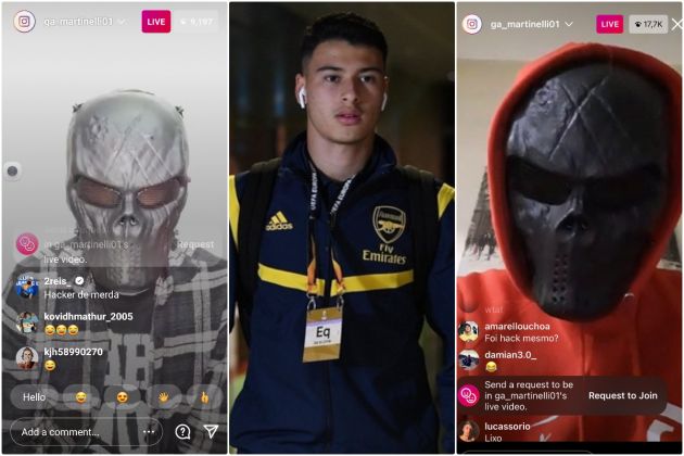 Arsenal star Gabriel Martinelli has Instagram hacked