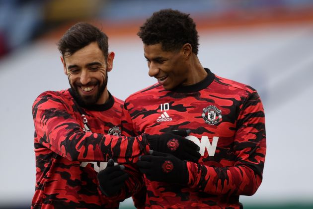 Marcus Rashford and Bruno Fernandes train for Man United