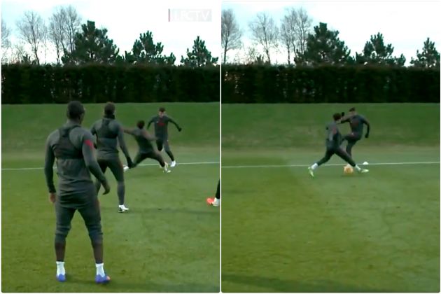 Video - Kabak nutmegs Alexander-Arnold in Liverpool training