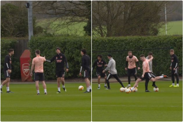 Video - Tierney randomly clears balls in Arsenal training before Benfica second leg