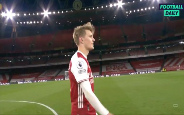 Video - Odegaard fist pump into Sky camera after Arsenal beat Spurs