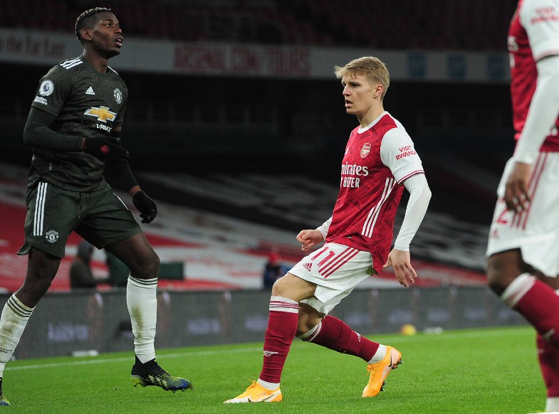 odegaard arsenal vs man utd