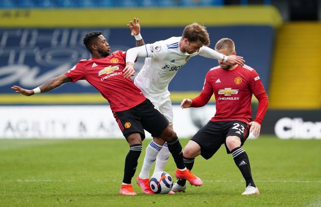 Fred and Luke Shaw defend for Man United