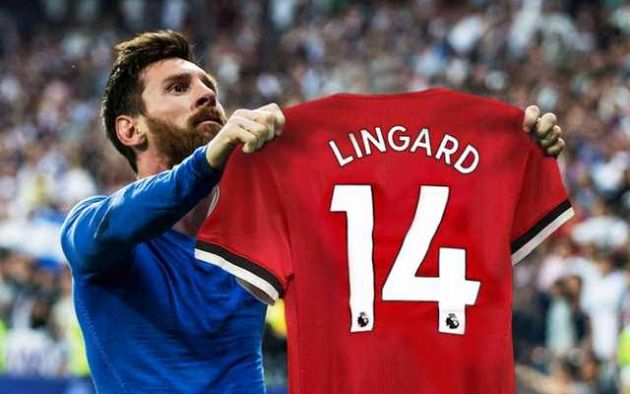 Messi with Lingard shirt
