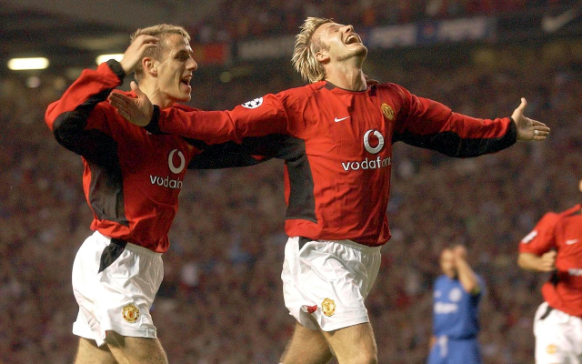 Phil Neville and David Beckham at Man Utd