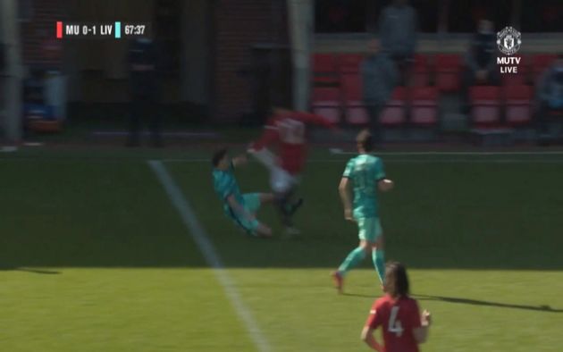 Video - Liverpool ace Norris sent off for nasty challenge against United Under-18s