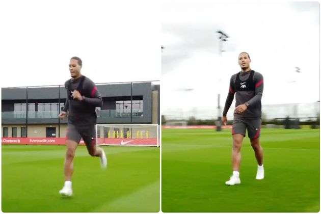 Video - Van Dijk back running on the Liverpool training pitch after injury