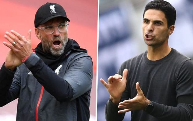 managers klopp and arteta liverpool arsenal