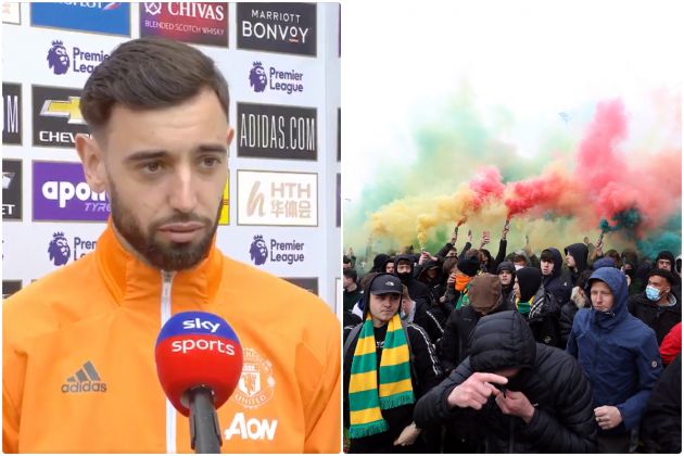 Bruno Fernandes on Man United fan protests before rescheduled Liverpool match