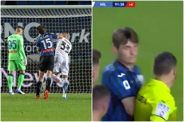 video de roon pushes ref after sending off for punch vs milan