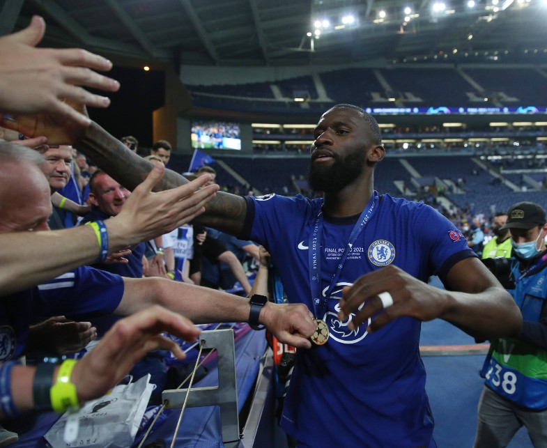 Rudiger with Chelsea fans