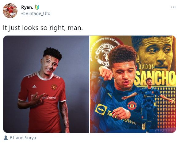 Jadon Sancho in Man United kit pictures