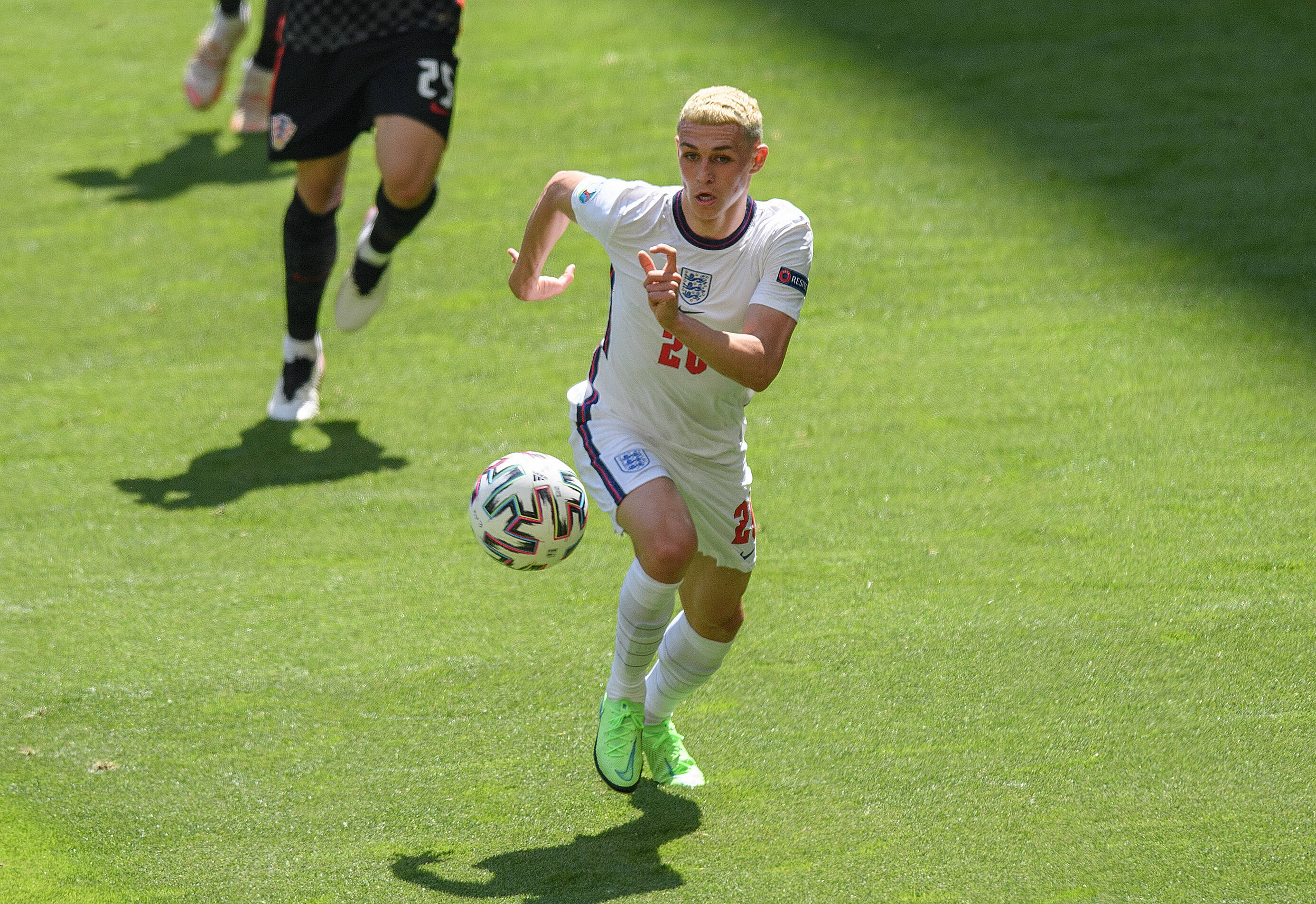 Phil Foden in action for England