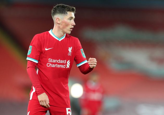 Harry Wilson in action for Liverpool 2020/21