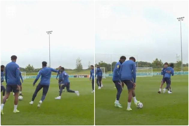 Video - Rashford nutmegs Saka in England training