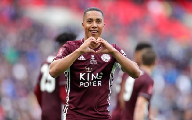 Youri Tielemans celebrates at Wembley