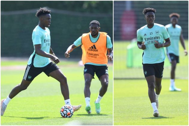 Albert Sambi Lokonga in first Arsenal training session