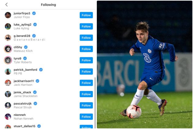 Chelsea talent Lewis Bate goes on Leeds Instagram following spree