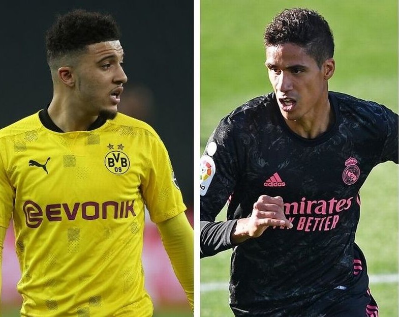 Jadon Sancho and Raphael Varane