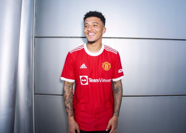 Jadon Sancho in his Manchester United shirt