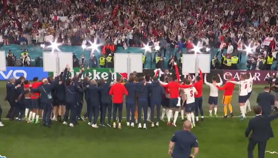 england players with fans at wembley