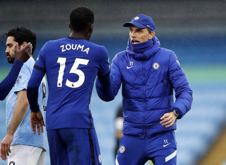 Chelsea defender Kurt Zouma and manager Thomas Tuchel