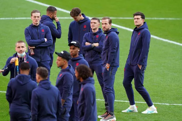 Kieran Trippier and the England squad take a look at Wembley pitch