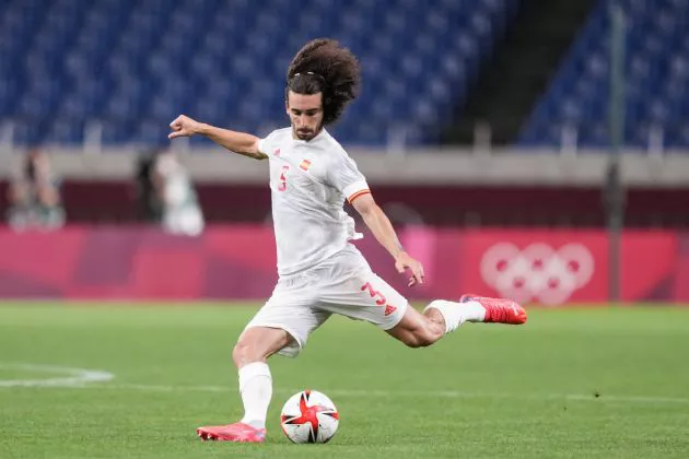 Marc Cucurella in action for Spain at the Olympics