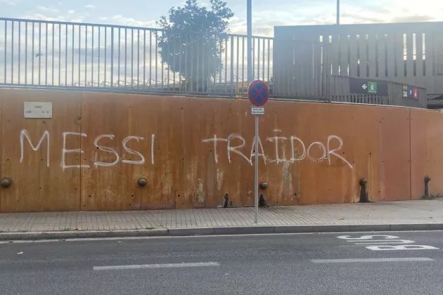 Messi Traitor graffiti appears on Camp Nou wall as great prepares for exit press conference