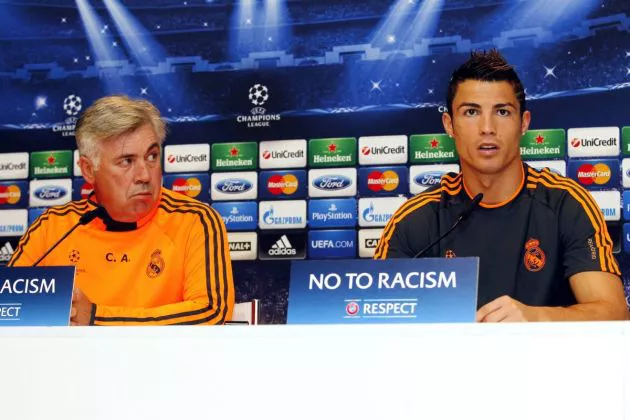 Carlo Ancelotti and Cristiano Ronaldo Real Madrid press conference