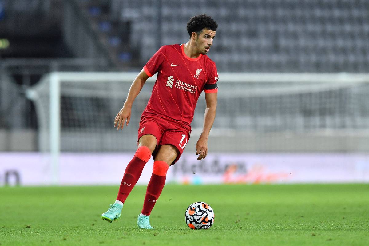 Liverpool midfielder Curtis Jones in action during pre-season