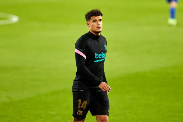 Philippe Coutinho in pre-match Barcelona training