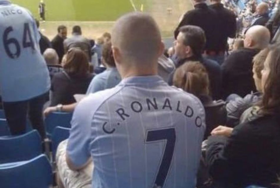 Man City fan braves the haters by wearing his Ronaldo shirt