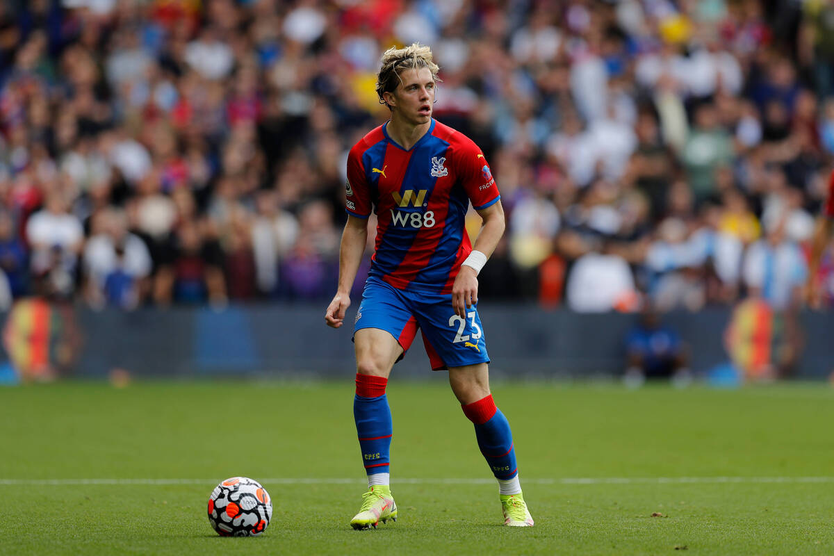 Conor Gallagher in action for Crystal Palace against Tottenham Hotspur at Selhurst Park