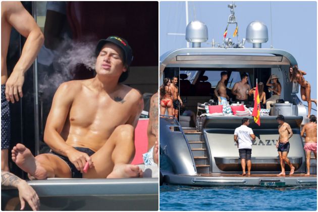 James Rodriguez appears to vape on Ibiza yacht break from Everton
