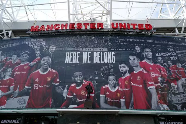 Man United squad picture outside Old Trafford