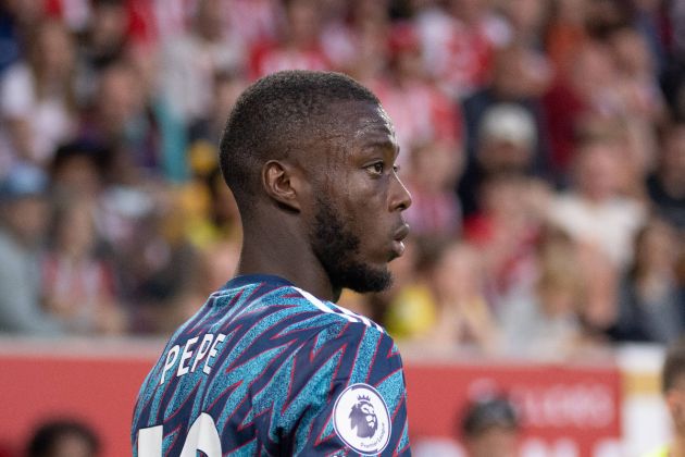 Nicolas Pepe stares out for Arsenal
