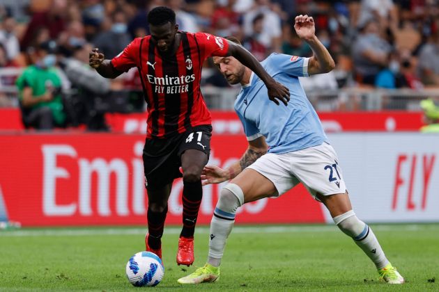 Tiemoue Bakayoko in action for Milan vs Lazio