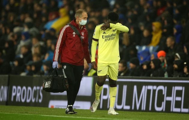 Bukayo Saka Arsenal injury Brighton